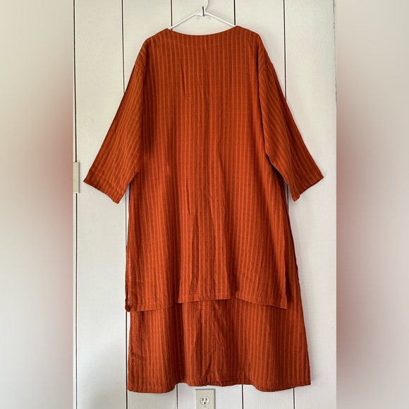 VTG Yasuko Kurisaka Lagenlook Relaxed Maxi Dress XL Orange Rust Red - Picture 3 of 9